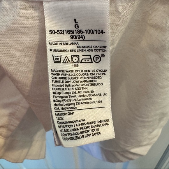 Gap Men’s Linen‑Cotton Resort Shirt – Optic White, Short Sleeve Like New - Large - Picture 6 of 7